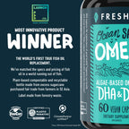 Freshfield Omega 3, DHA Supplements, Potent 1 per Day Formula, Algae (Algal) Oil, Vegan Omega, Ocean Saving Fish Oil Alt, Sustainable, Concentrated DHA per Capsule, w/DPA