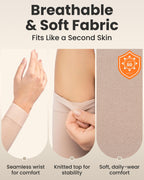 KEMFORD Compression Lymphedema Arm Sleeves for Women – 15-20 mmHg, Silicone Grip, 1 Pair, Beige, S/M – Medical Full Arm Support for Swelling, Circulation & Edema