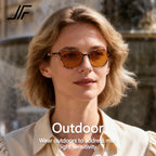 JFXQDR Women's 2 Pack Indoor Fluorescent-41 Rose & Outdoor Fluorescent-60 Brown Tinted Blue Light Blocking Glasses for Migraine, Light Sensitivity, Photophobia LED Gaming Computer Screen Glare RF6208