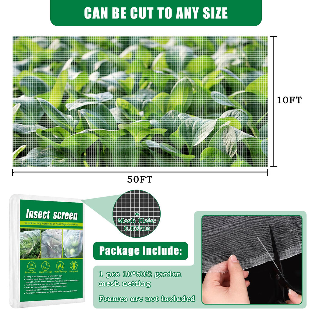 10 X 50 FT Breathable Garden Mesh Netting Pest Barrier for Raised Beds