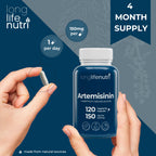 LongLifeNutri Artemisinin 150mg - Extracted from Sweet Wormwood, 120 Vegetarian Capsules, Organic Artemisia Annua Supplement for Daily Detox, 4-Months Supply, GMP Certified, Made in USA
