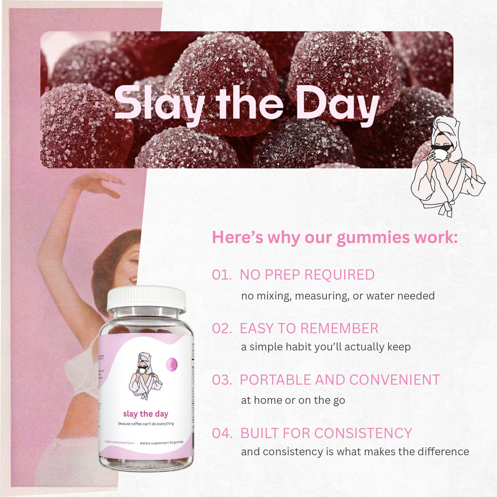 Balancing Act – Slay The Day Energy Gummies – Caffeine Free Focus & Clean Energy Support – with Vitamin B12, CoQ10 & Cognizin® Citicoline – Raspberry Lemonade – 60 Count (30 Day Supply)