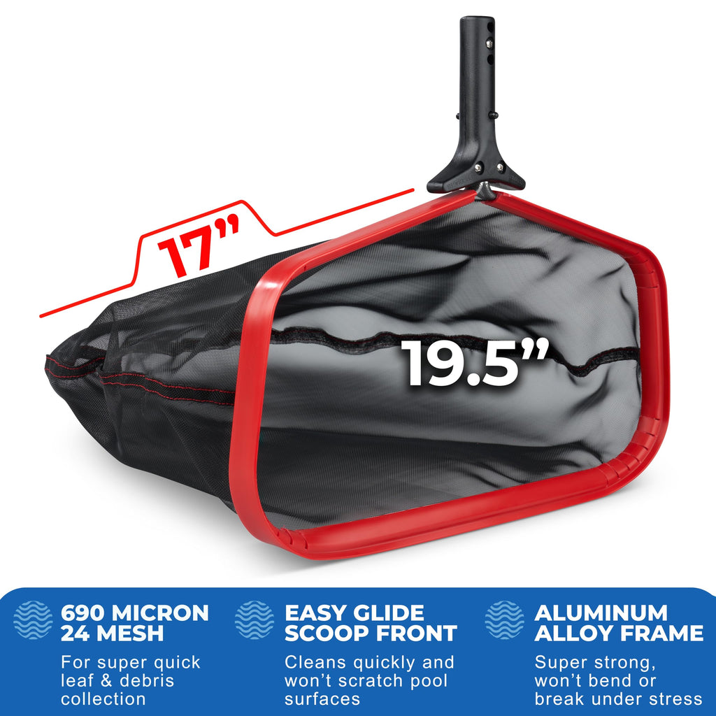 ProTuff 19.5" Fine Pool Net – 2 Year Unconditional Free Replacement – Cleans 3X Faster Than Vacuums – Wide Pool Skimmer with Deep Bag for Easy Maintenance – Skimmer Net for Leaves, Bugs & Other Debris