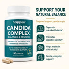Happee Candida Cleanse Detox Supplement, Gut & Digestive Health, 90 Caps