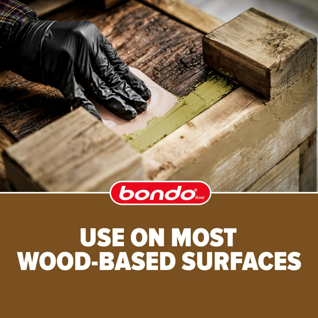 3M Bondo Wood Filler 30 oz (850.49 g) with Bondo Cream Hardner 0.5 oz (14g), Repairs Chips and Cracks in Wood, Sandable, Paintable, and Stainable (WF-QT-ES)