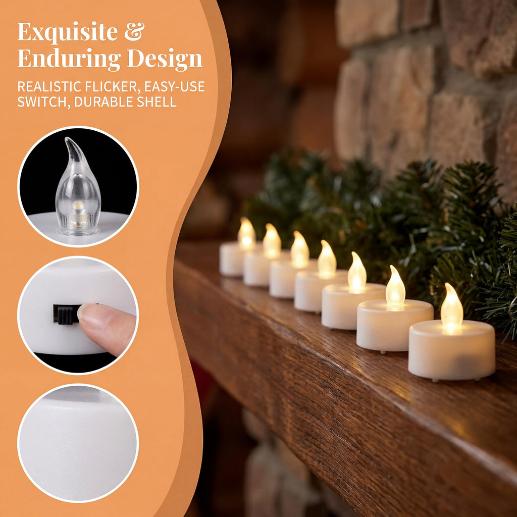 Boakboary Tea Lights Flameless Battery Operated Candles-150Pack LED Flickering Votive Candle Long Lasting 200 Hours, Realistic and Bright for Seasonal Festive Celebrations Decoration Warm White