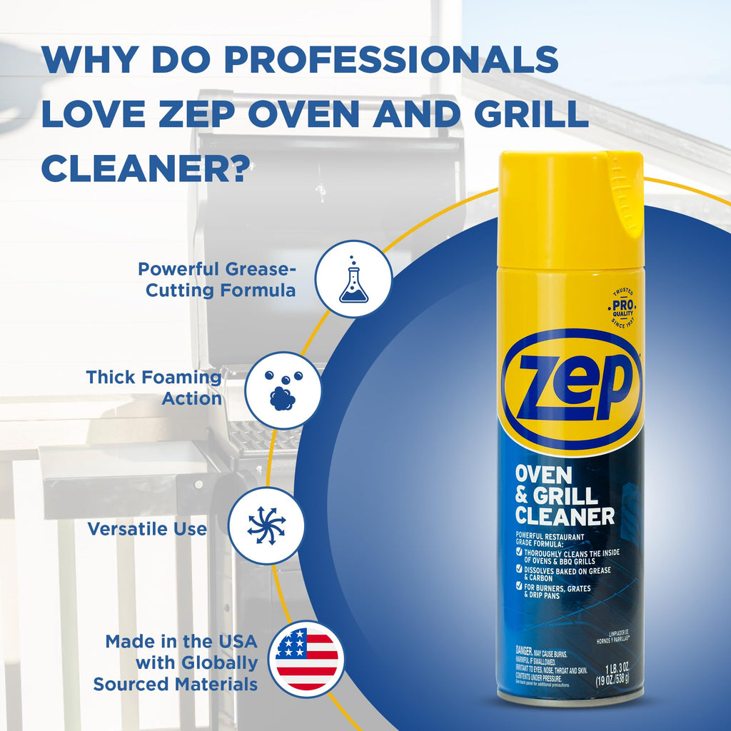 Zep Heavy-Duty Oven and Grill Cleaner 19 oz (1 Unit) and Foaming Wall Cleaner 18 oz (1 Unit) ECBD001 – Professional Grade Foaming Spray Cleaners Designed to Tackle Grease, Scuffs, and Kitchen Messes