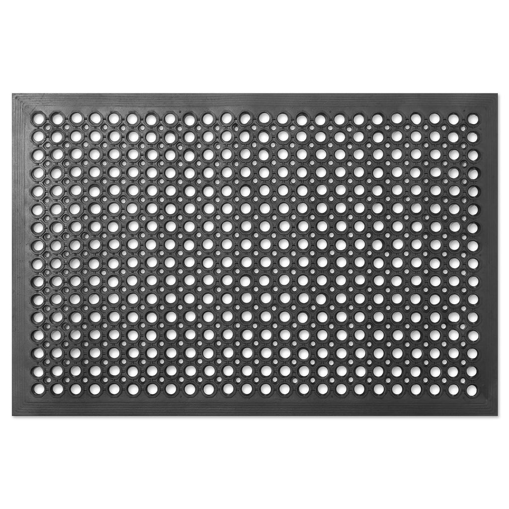 GRIDMANN Rubber Floor Mat, 36" x 24" Anti-Fatigue Drainage Mat, Non-Slip and Grease Resistant for Restaurants, Commercial Kitchens, Bar Floors, Black