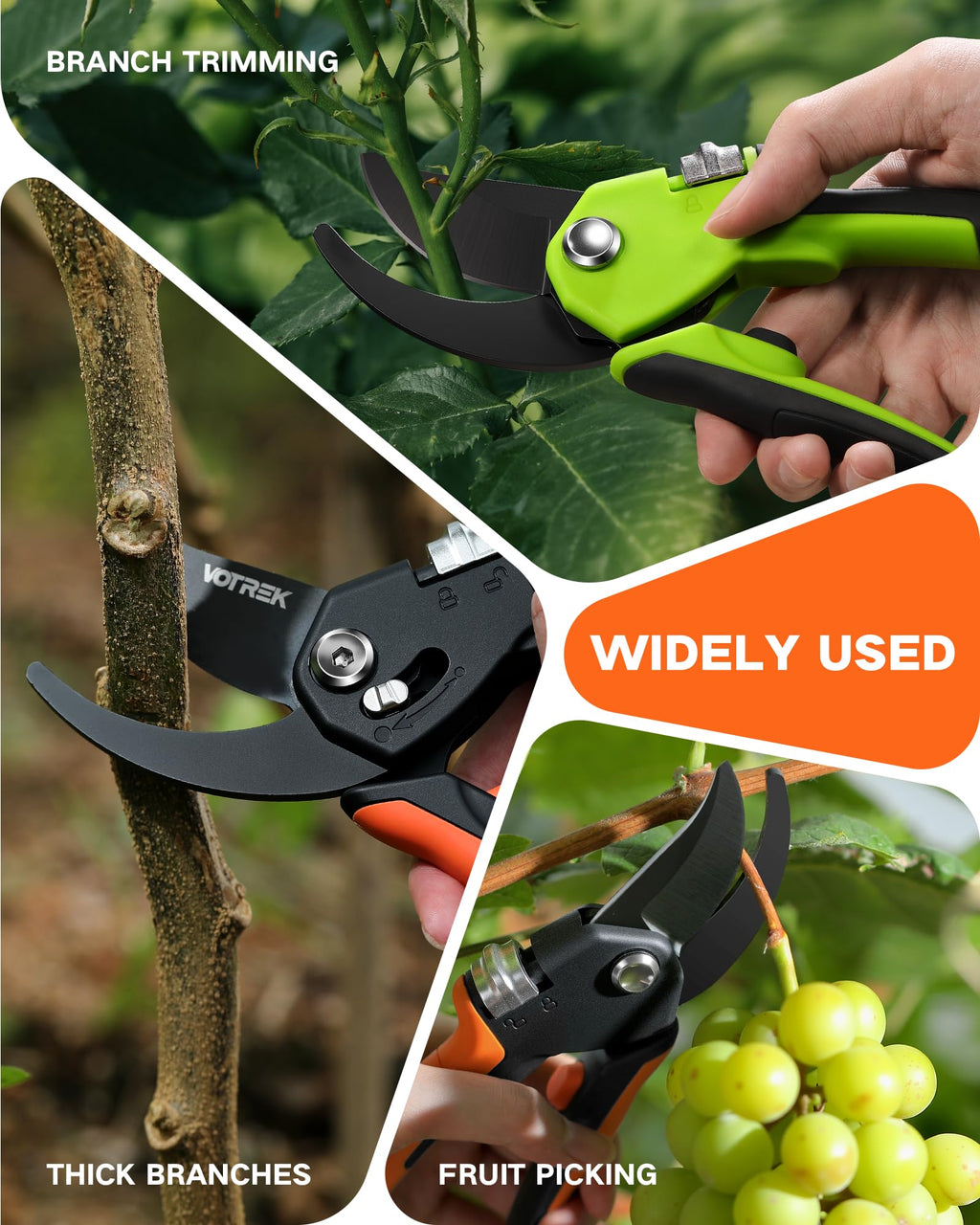 VOTREK 8.5" Garden Shears, Unique Stepless Handle Opening for All Hand Size