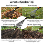 2 Pack Small Hand Rake for Gardening, Mini Leaf & Shrub Rake with Durable Steel Tines, Ergonomic Non-Slip Handle for Flower Beds, Lawn, Leaves & Yard Cleanup