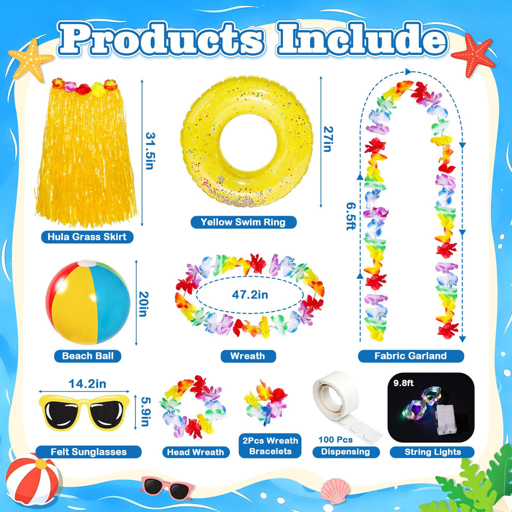 Apopipico 10 Pcs 12 ft Skeleton Summer Costume Outfits Accessories Set