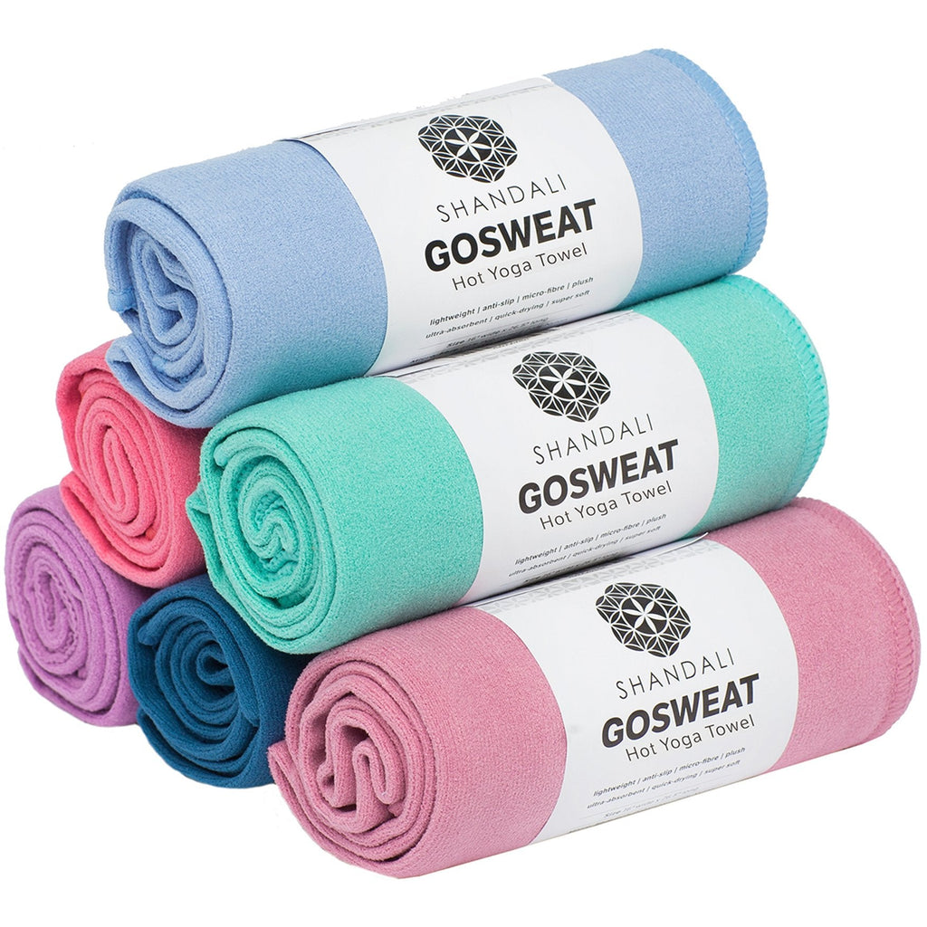 Shandali Hot Yoga GoSweat Microfiber Hand Towel in Super Absorbent Premium Evening Blue Suede for Bikram, Pilates, Gym, and Outdoor Sports. 16 x 26.5 inches.