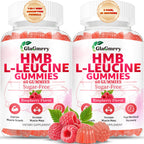 GlaGmrry 2 Pack HMB and Leucine Gummies, HMB & Leucine Amino Acid for Muscle Growth, Muscle Relief, HMB Supplements for Men & Women, Vegan, Non-GMO, Raspberry Flavor, 120 Count