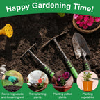 Zenrok Garden Tools Set, 4 Pack Gardening Tools, Stainless Steel Heavy Duty Hand Cultivator, Hoes, Spade Shovel, for Planting Weeding Digging, Gardening Gifts for Women, Green