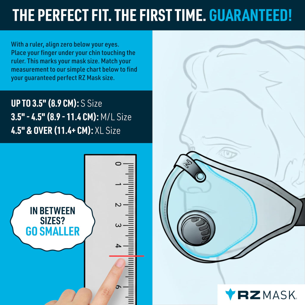 RZ Mask RZM3 - Patented 99.8% Filtration Efficiency All Day Reusable Air Filtration Mask, Anti Fogging, up to 50% Better Breathability, RZ Secure 360° Seal™, and 3 Straps, Trusted by First Responders