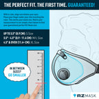 RZ Mask RZM3 - Patented 99.8% Filtration Efficiency All Day Reusable Air Filtration Mask, Anti Fogging, up to 50% Better Breathability, RZ Secure 360° Seal™, and 3 Straps, Trusted by First Responders