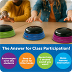 Learning Resources Recordable Answer Buzzers - Set of 4, Ages 3+ | Pre-K Personalized Sound Buzzers, Recordable Buttons, Game Show Buzzers, Perfect for Family Game and Trivia Nights