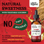 Wild & Organic Korean Red Ginseng Extract Drops - Panax Ginseng Supplement for Immune Support - Liquid Root Tincture for Overall Well-Being - Vegan, Sugar & Alcohol-Free - 2 fl oz