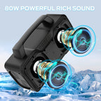 BUGANI Bluetooth Speaker, 80W Powerful Portable Wireless Speakers IPX7 Waterproof Speaker, Outdoor Loud Speakers with Handle 24H Playtime, Support Microphone AUX USB Suitable for Party, Pool, Black