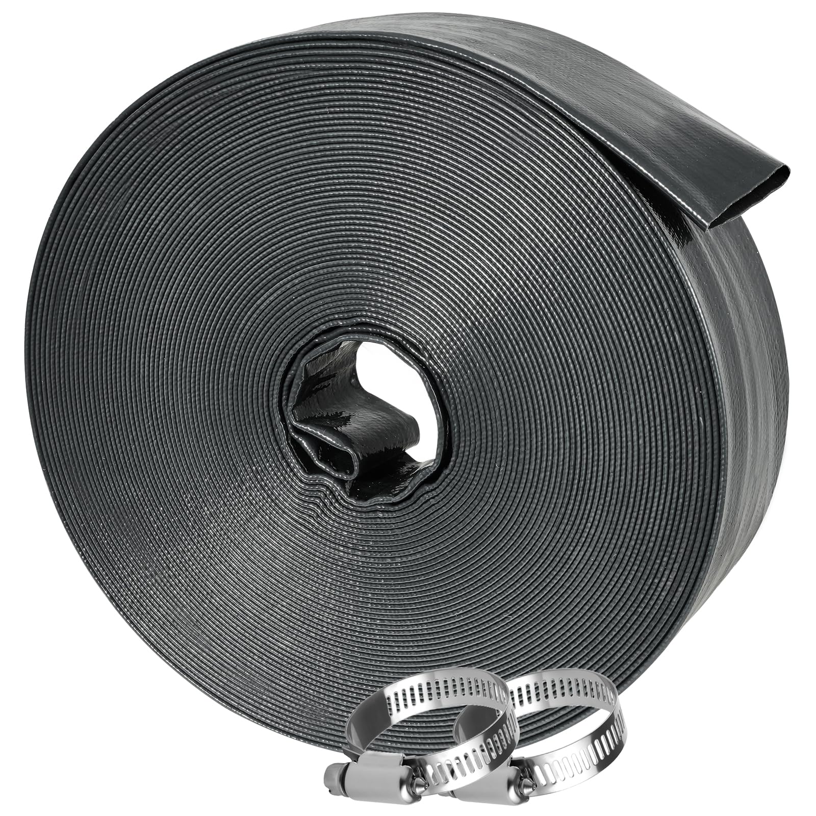 Sepetrel Pool Backwash Hose 1.5 Inch x 50 Feet | Heavy Duty Burst Resistant & Weatherproo Lay Flat Discharge Hose for Pool Sand Filter, Sump Pump, Inground & Above Ground Pools,Includes 2 Clamps