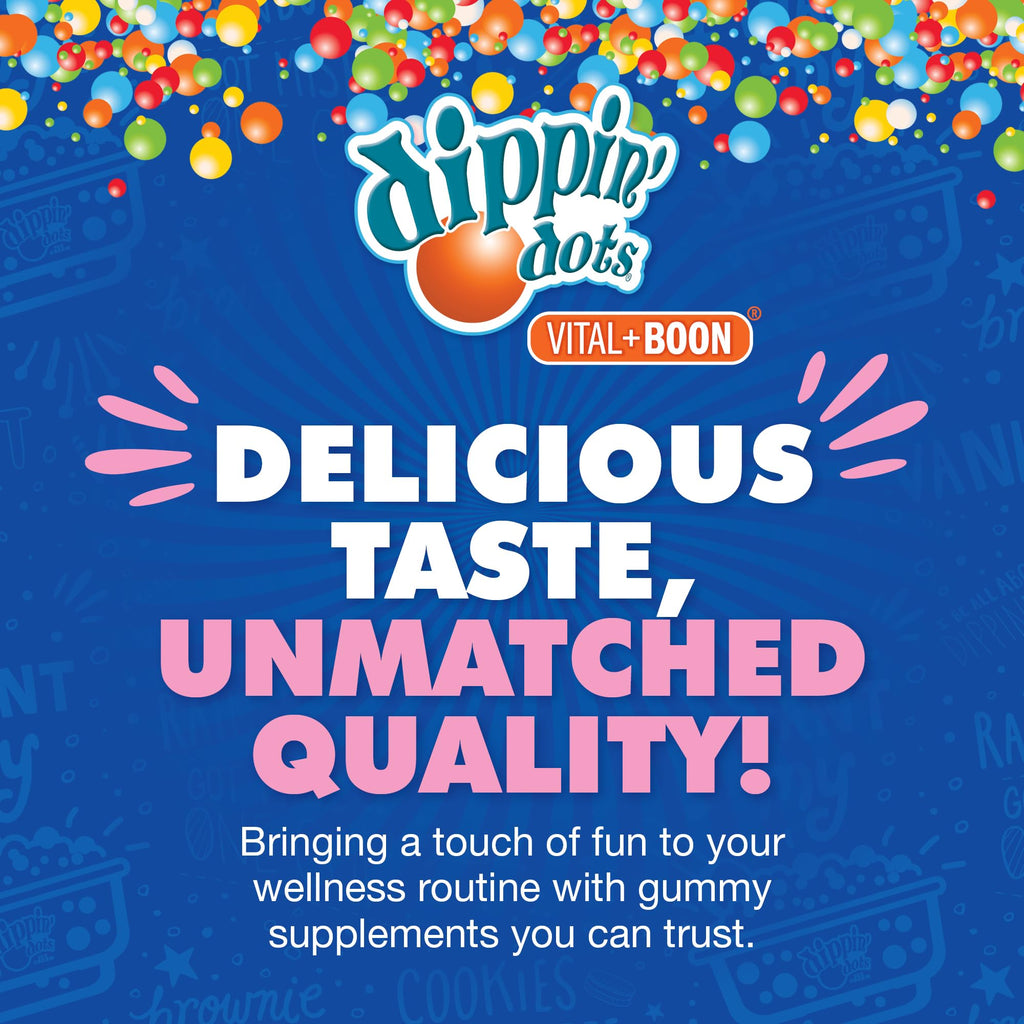 Dippin Dots - Melatonin Gummies for Kids & Adults (30 Day Supply) Strawberry Sunset Creme Flavor | 2.5mg Per Kids Melatonin Gummy | Supplement for Faster & Longer Sleep | Gummies for Children (120 Ct)