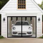 Magnetic Garage Door Screen for 1 Car 9x7 ft Single Garage Door Mesh Screen Curtain Cover Kit with Hook and Loop, Black
