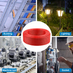 THHN Wire 12 Gauge 25 FT Stranded Copper Wire, 12 AWG Copper Wire Rated up to 600V Building Wire Nylon Jacket for Residential, CNC, Ground, Industrial (12 Gauge, Red)