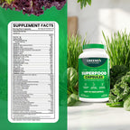 Greens+ Organic Superfood Capsules, Organic Spirulina and Chlorella, with Alfalfa & Wheat Grass, Vitamins & Minerals Supplements, Gluten-Free, Vegan, Non-GMO, 240 Count
