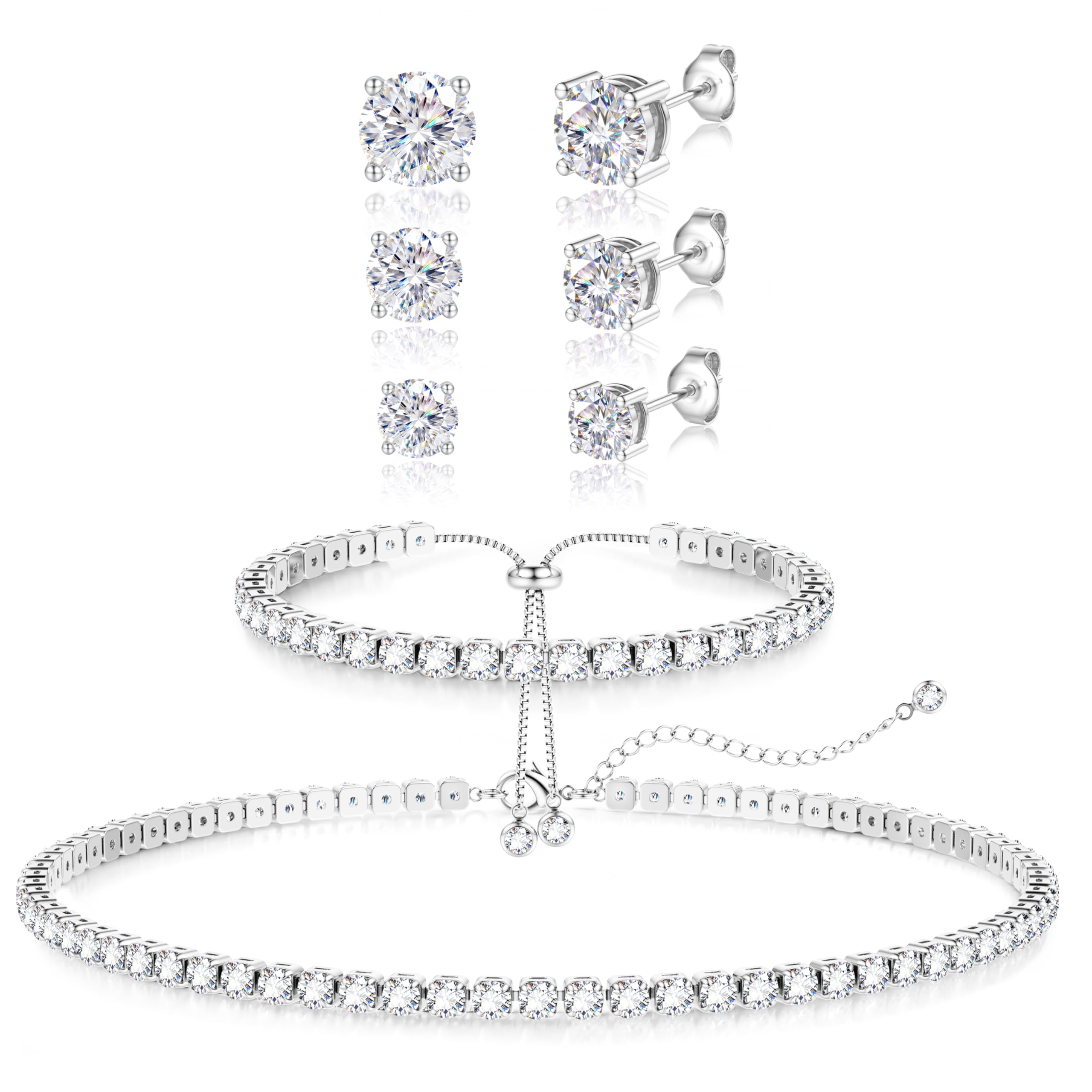 LOLIAS Silver Jewelry Set for Women Tennis Necklace Bracelet Hypoallergenic