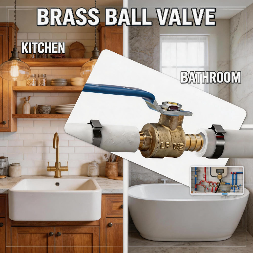 ‌VANCOCO 3/4" PEX Ball Valve 10-Pack - Lead-Free Brass PEX Shut Off Valve 3/4 inch for Pex Fittings Hot/Cold Water (5 Red/5 Blue)