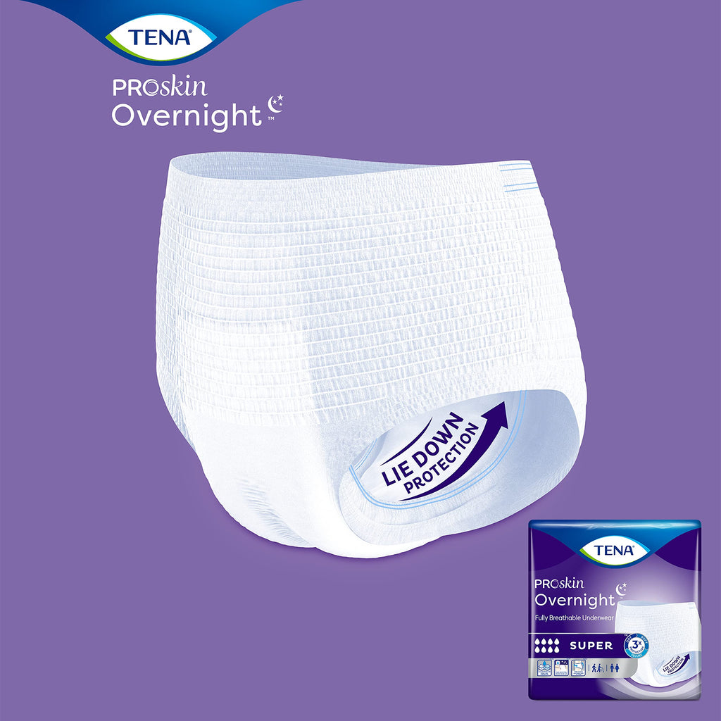 TENA ProSkin Overnight™ Super Protective Incontinence Underwear, Heavy Absorbency, Unisex, Medium, (56 Total - 4 Packs)