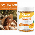 DXWXH Gleaux Tanning Gummies, Tanning Gummies for Women, Sunless Radiance Support with Beta Carotene, Astaxanthin & Lycopene, for Skin Health & Complexion Support, Mango Pineapple Flavor, 60 Gummies