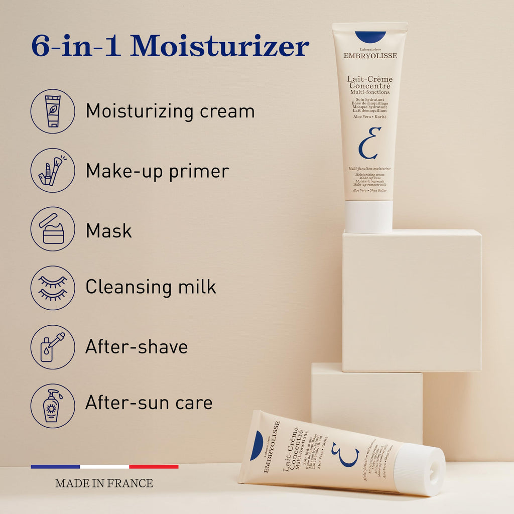 Embryolisse Lait-Crème Concentré, Multifunction Daily Face Moisturizer and Makeup Primer, Suitable for All Skin Types. French Face Cream With Shea Butter & Aloe Vera, 2.54 FlOz