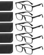 JOLISU Reading Glasses for Women, 5 Pack Black Blue Light Blocking Readers, Lightweight Cheaters Classic Eyeglasses with Spring Hinge(2.50)