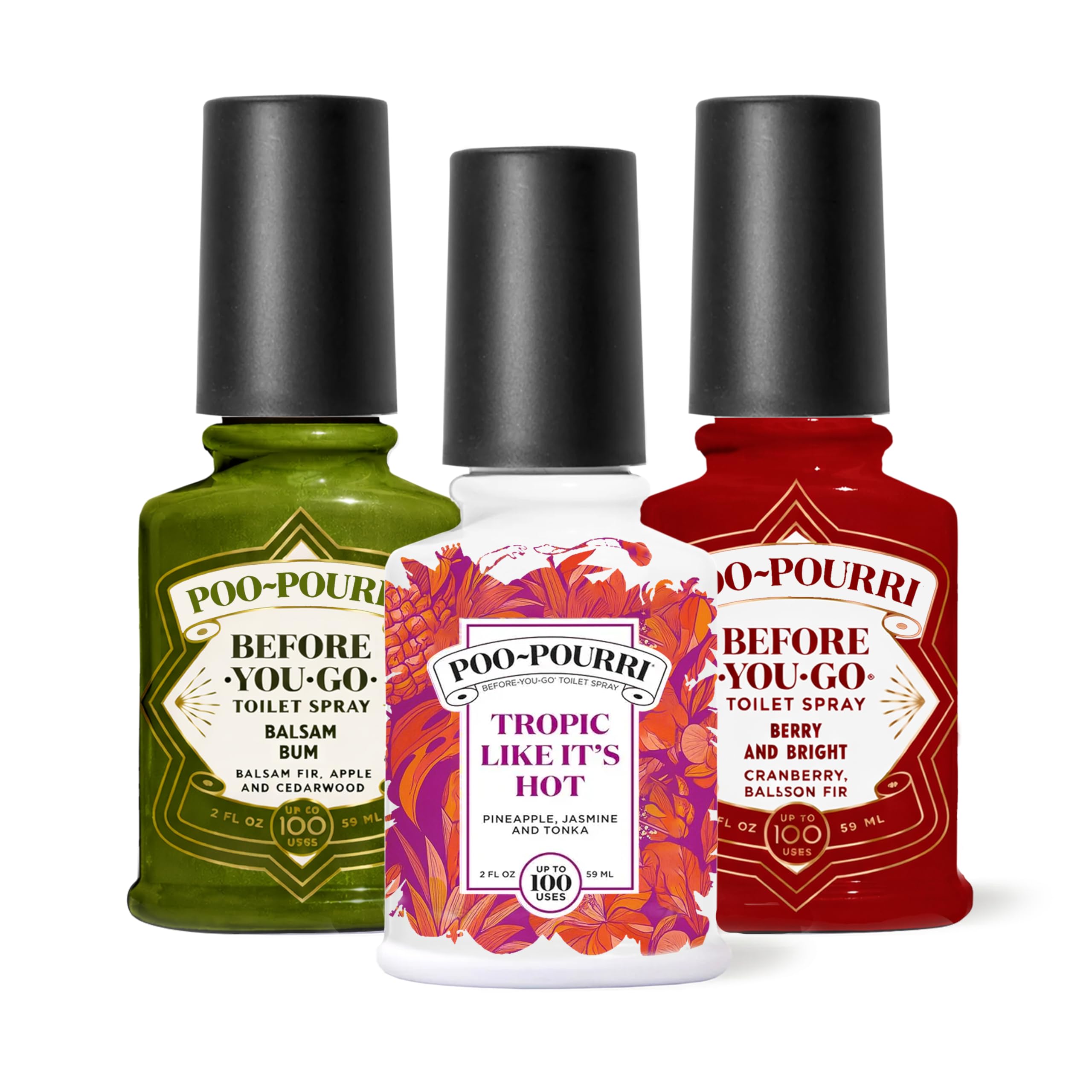 Poo-Pourri Tropic Like Its Hot, Berry & Bright, and Balsam Bum 2 Ounce Set