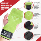 COFOF Weight Lifting Wrist Strap,Double Layer Leather Weightlifting Wrist Strap for Deadlift and Powerlifting, Adjustable Neoprene Padded Gym Workout Lifting Wrist Hooks for Men/Women(Pair)