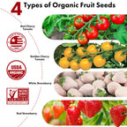 Strawberry Seed Pods for AeroGarden, Ahopegarden, iDOO Hydroponics Growing System, 350 Seeds+ Germination Including Red Cherry Tomato Golden Cherry Tomato, White Strawberry, Red Strawberry (7-Pods)