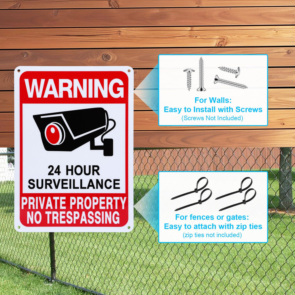 No Trespassing Signs Private Property 2-Pack, 10x7in, Upgraded Enlarged Cam