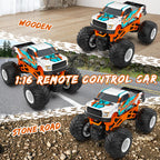 Kidcia Remote Control Car, 1:16 Scale RC Monster Truck for Boys, 2.4 GHz All Terrain RC Cars for Boys Girls 4-7 8-12, 20 Km/h Off Road RC Truck, Christmas Birthday Gift for Kids and Adult, Orange