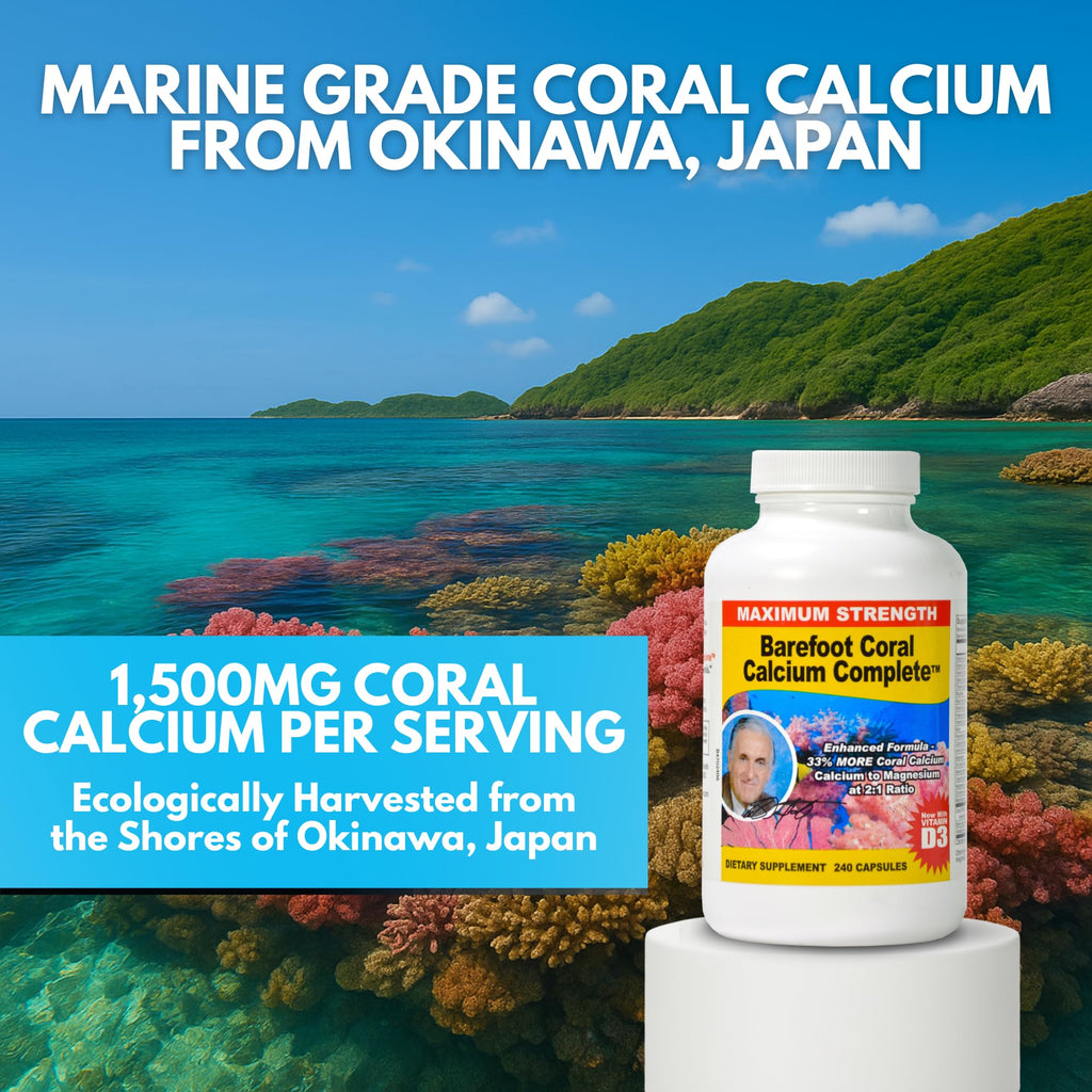 Barefoot Coral Calcium Complete 1500mg, 240 Capsules- Coral Calcium Supplement Developed by Bob Barefoot- Supports Overall Health & PH Levels- Contains Calcium, Magnesium & Vitamin D3