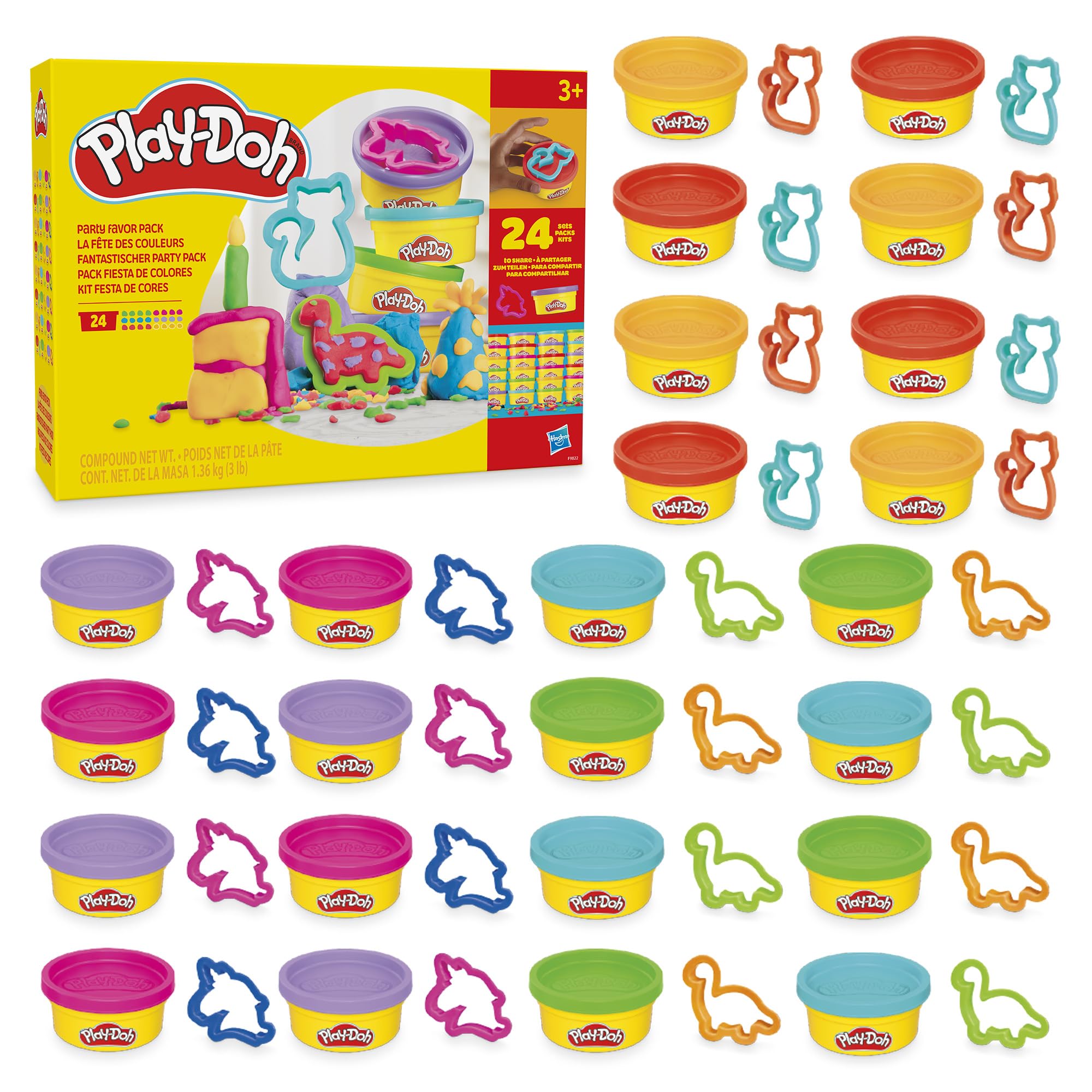 Play-Doh Party Favor Pack, Bulk 24 Pack of Modeling Compound with Cutters, Classroom Supplies for Arts & Crafts, Back to School Gifts & Prize Toys for Kids, Ages 3+ (Amazon Exclusive)