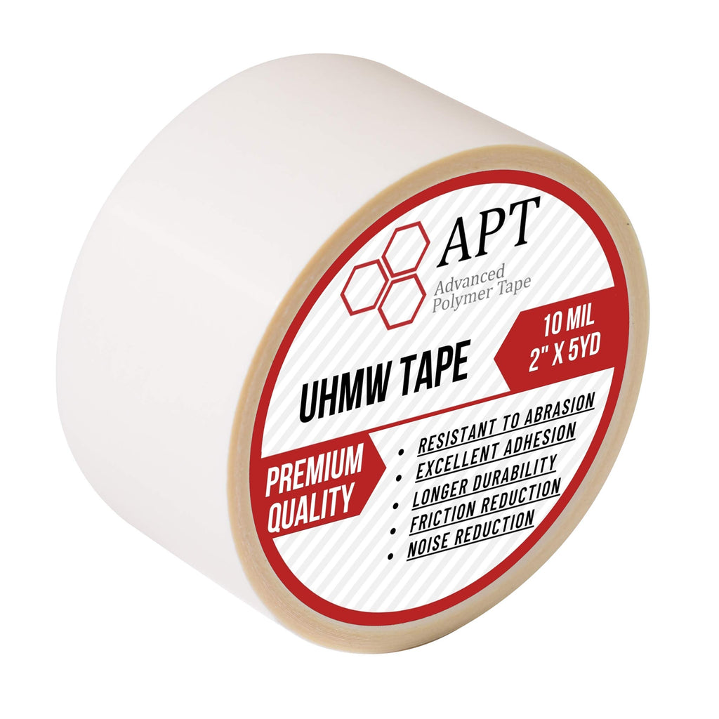 APT, UHMW (Ultra-high Molecular Weight) Polyethylene Tape, Resists Abrasion, Impact, for Surface Protection and Friction and Noise Reduction for Lining Sliding Surfaces. (2" x 5Yds, 10 Mil UHMW)