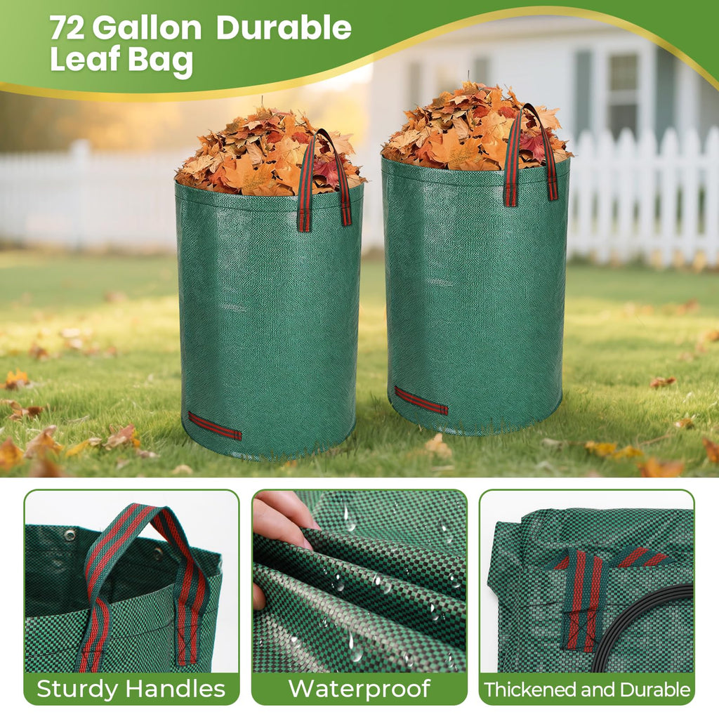 2 Pack Garden Rake for Leaves: 18" Wide Heavy Duty Rakes for Lawns with 72 Gallon Leaf Bags and Scoops, Metal Leaf Rake Set with73 Adjustable Long Handle 25 Tines for Yard, Garden, Lawn