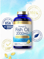 Carlyle Fish Oil Omega 3 Supplements | 2000mg | 320 Softgels | EPA & DHA | 600mg Total Omega-3 | Non-GMO, Gluten Free Pills