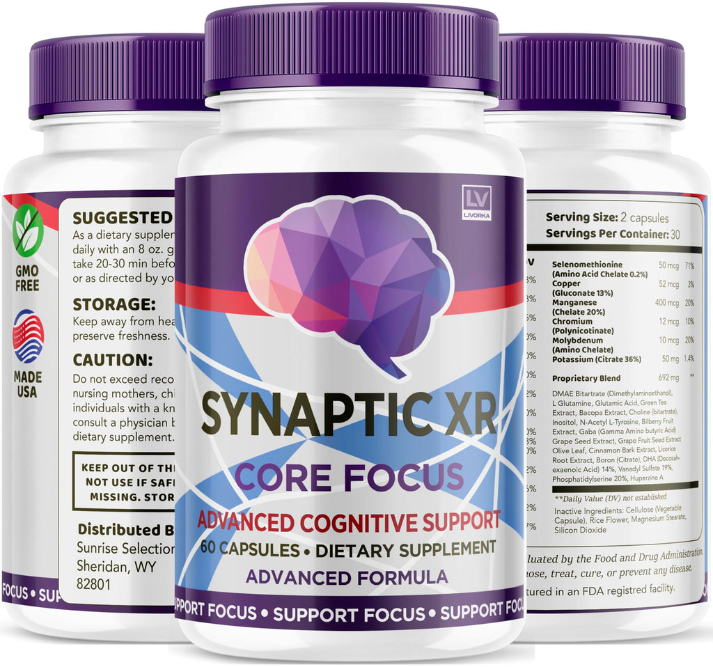 Synaptic XR Capsules, SynapticXR, Synaptic XR Core Focus, Synaptic XR Brain Caps, Synaptic XR, Brain Synaptic XR, Synaptic XR Advanced Formula 60 Capsules for 1 Month