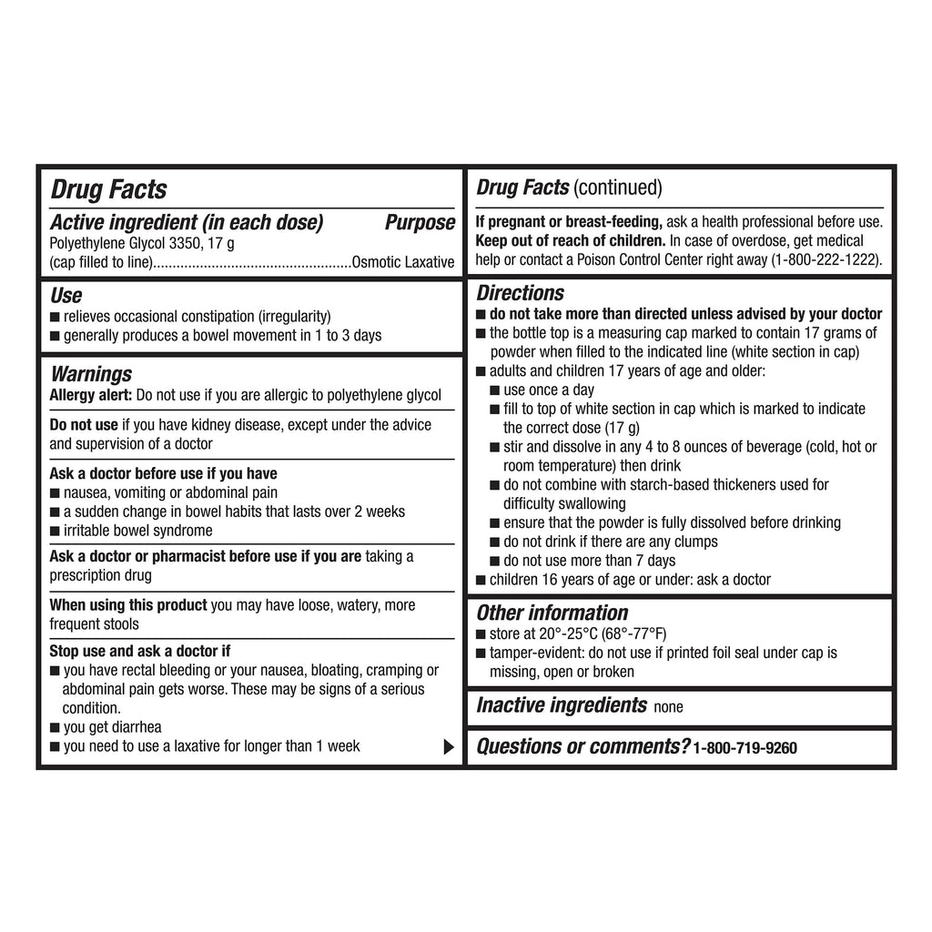 GoodSense Polyethylene Glycol 3350 Powder for Solution, Osmotic Laxative, Softens Stool, Relieves Occasional Constipation, 17.9 Ounce (Pack of 3)
