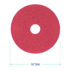 Boardwalk Buffing Floor Pads, 16" Diameter, Red, 5/Carton