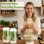 DWETG Sprouting Jar Kit, 2 Pack Wide Mouth Mason Jar Sprouter with Stainless Stee Screen Lids & Mess-Free Drip Covers Complete Indoor Microgreens Growing Kit Broccoli Alfalfa Gardening Gift