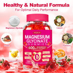 Magnesium Glycinate Gummies 600mg, Chewable Sugar Free Potassium Magnesium Gummies with Magnesium Glycinate, Vitamin D, B6 and CoQ10 for Sleep, Relaxation, Brain and Muscle, 60 Days Supply