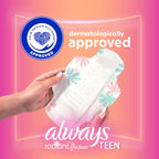 Always Radiant Teen Pads, Size 1, Regular, with Wings, Unscented, 42 Count